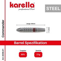 Steeldart Karella Commander, Silber, 90% Tungsten 2022