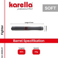 Softdart Karella Fighter, Schwarz, 90% Tungsten 2022