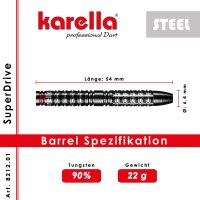 Steeldart Karella Superdrive, Schwarz, 90% Tungsten 2020